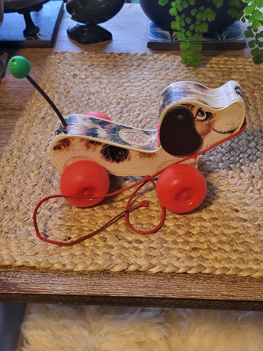 3 Toy Lot=Vintage Style Pull-Along Dog Toy in White and Red- 3 Toy Lot